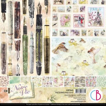 Ciao Bella Double-Sided Paper Pack 90lb 12"X12" 8/Pkg Notre Vie, 8 Designs/1 Each