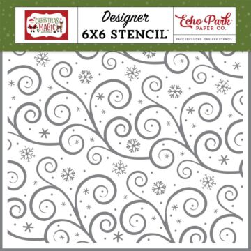 Echo Park Stencil 6"X6" Swirling Snowflakes