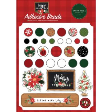 Carta Bella Decorative Brads Happy Christmas