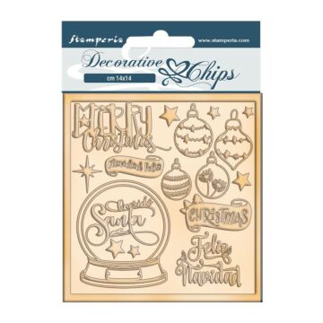 Stamperia Decorative Chips 5.5"X5.5" Christmas Rose