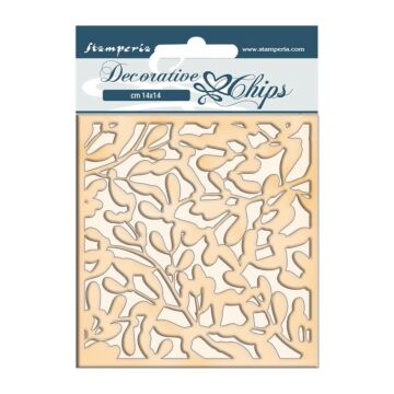 Stamperia Decorative Chips 5.5"X5.5" Leaves Texture, Winter Tales