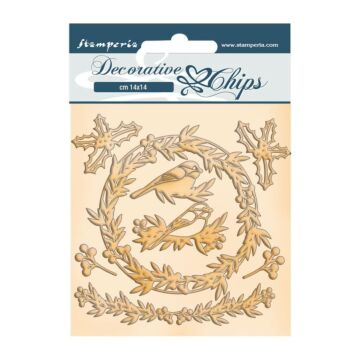 Stamperia Decorative Chips 5.5"X5.5" Garland, Romantic Christmas