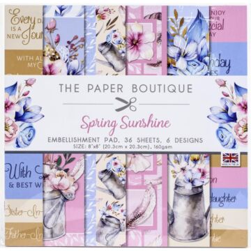 The Paper Boutique Embellishments Pad 8"X8" 36/Pkg Spring Sunshine, 6 Designs