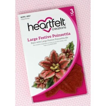 Heartfelt Creations Cling Rubber Stamp Set Large Festive Poinsettia