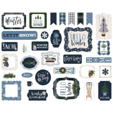 Carta Bella Cardstock Ephemera 33/Pkg Icons, Welcome Winter
