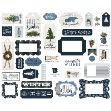 Carta Bella Cardstock Ephemera 33/Pkg Frames & Tags, Welcome Winter