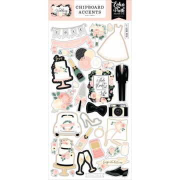 Echo Park Wedding Chipboard 6"X13" Accents