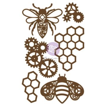 Prima Marketing Laser Cut Chipboard Powerful Bees, 6/Pkg