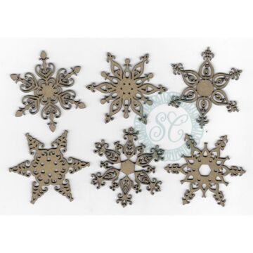 Scrapaholics Laser Cut Chipboard 2mm Thick Fancy Flakes, 6/Pkg, 2"