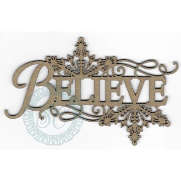 Scrapaholics Laser Cut Chipboard 2mm Thick Believe, 4"X2.5"