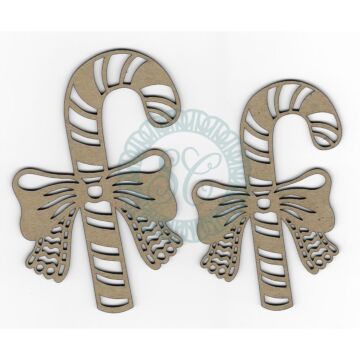 Scrapaholics Laser Cut Chipboard 2mm Thick Candy Canes, 2/Pkg, 4" To 2.25"