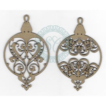 Scrapaholics Laser Cut Chipboard 2mm Thick Lace Ornaments, 2/Pkg, 4"X2.25"