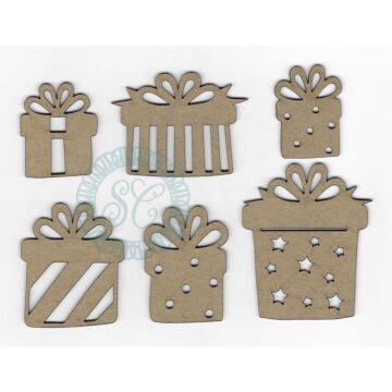 Scrapaholics Laser Cut Chipboard 2mm Thick Presents, 6/Pkg, 1" To 2.5"