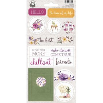 P13 Time To Relax Chipboard Stickers 4"X8" #02