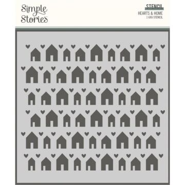 Simple Stories Hearth & Home Stencil 6"X6" Hearts & Home