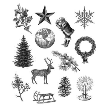 Tim Holtz Cling Stamps 7"X8.5" Holiday Things