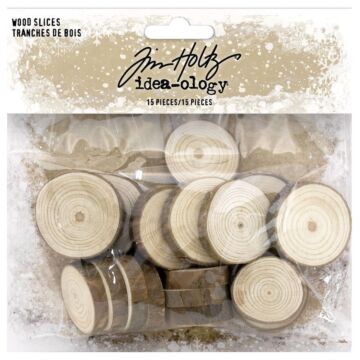 Idea-Ology Wood Slices 15/Pkg Natural Raw Edge 1" To 1.25"