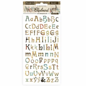 Stamperia Adhesive Chipboard 6"X12" Alphabet, Klimt