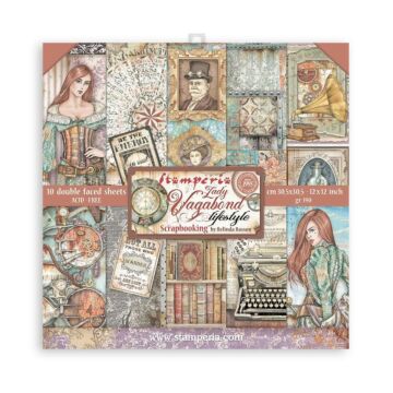 Stamperia Double-Sided Paper Pad 12"X12" 10/Pkg Lady Vagabond Lifestyle, 10 Designs/1 Ea