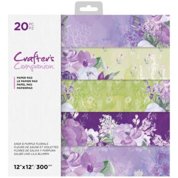 Crafter's Companion Paper Pad 12"X12" 20/Pkg Sage & Purple Florals