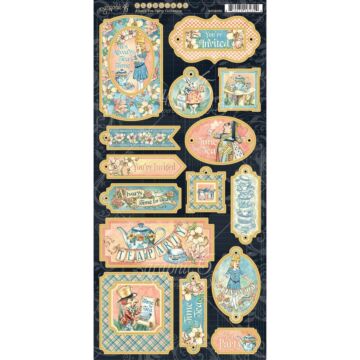 Graphic 45 - Alice's Tea Party Chipboard Die-Cuts 6"X12" Sheet