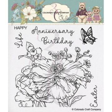 Colorado Craft Company Clear Stamps 6"X6" Happy Peony-By Kris Lauren