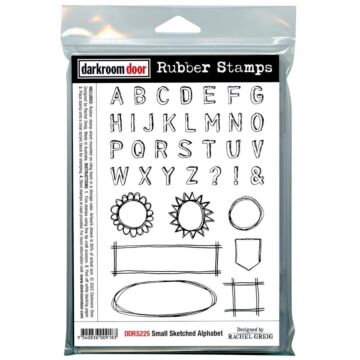Darkroom Door Door Cling Stamps 6.9"X4.5" Small Sketched Alphabet