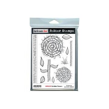 Darkroom Door Cling Stamps 6.9"X4.5" Scribble Flowers