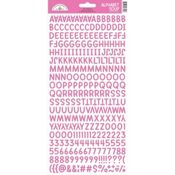 Doodlebug Alphabet Soup Puffy Stickers 6"X13"-Bubblegum