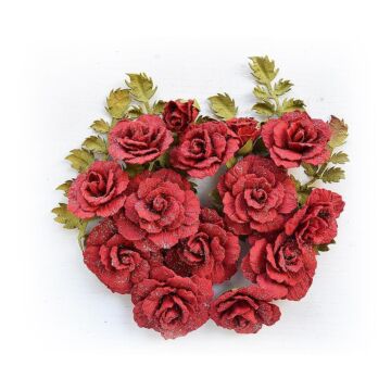 Nicole Crafts Little Birdie Bonita Paper Flowers 20/Pkg Love and Roses