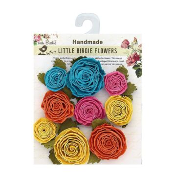 Little Birdie Layla Paper Flowers 9/Pkg-Tropical Starburst
