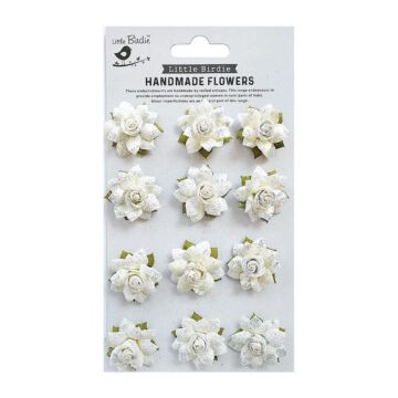 Little Birdie Marisa Paper Flowers 12/Pkg-Shabby Chic