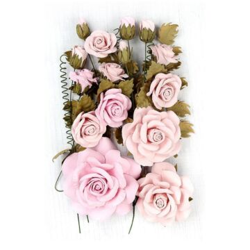 Nicole Crafts Little Birdie Rosalind Paper Flowers 21/Pkg Pearl Pink