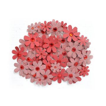 Little Birdie Sparkle Florettes Paper Flowers 60/Pkg-Love and Roses