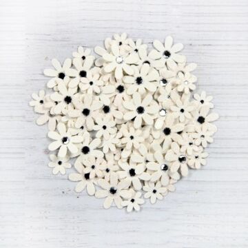 Little Birdie Sparkle Florettes Paper Flowers 60/Pkg-Moon Light