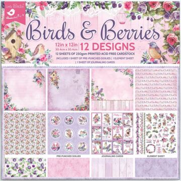 Nicole Crafts Little Birdie Cardstock Pack 12"X12" 12/Pkg Birds And Berries