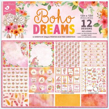 Nicole Crafts Little Birdie Cardstock Pack 12"X12" 12/Pkg Boho Dreams