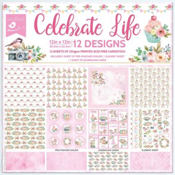 Nicole Crafts Little Birdie Cardstock Pack 12"X12" 12/Pkg Celebrate Life