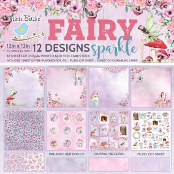 Nicole Crafts Little Birdie Cardstock Pack 12"X12" 12/Pkg Fairy Sparkle