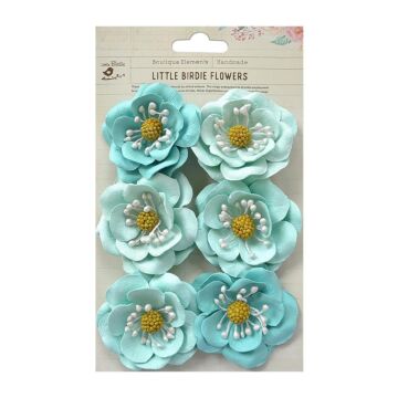 Little Birdie Classic Veronica Paper Flowers 6/Pkg-Arctic
