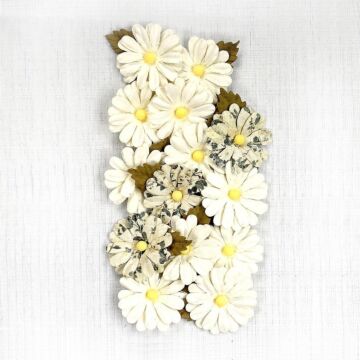 Little Birdie Valerie Paper Flowers 14/Pkg-Moon Light