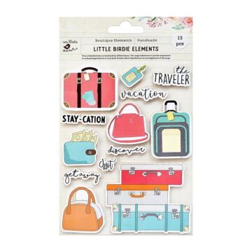 Nicole Crafts Little Birdie Vacation Sticker Embellishment 13/Pkg Vacation