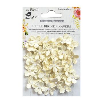 Little Birdie Pearl Petites Paper Flowers 32/Pkg-Moon Light