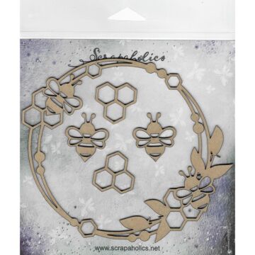 Scrapaholics Laser Cut Chipboard 2mm Thick Bee Frame Set, 5/Pkg 1" To 6"