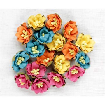 Little Birdie Butter Cup Paper Flowers 18/Pkg-Vivid Palette