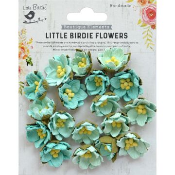 Little Birdie Butter Cup Paper Flowers 18/Pkg-Arctic Ice