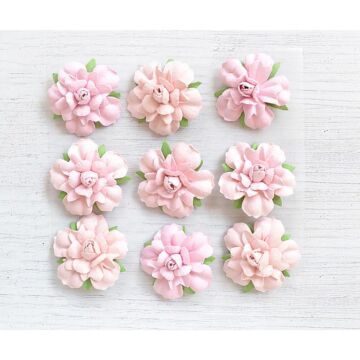 Little Birdie Vincy Paper Flowers 9/Pkg-Pearl Pink