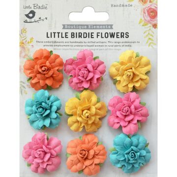 Little Birdie Vincy Paper Flowers 9/Pkg-Vivid Palette