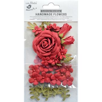 Little Birdie Rooney Paper Flowers 23/Pkg-Poppies And Roses