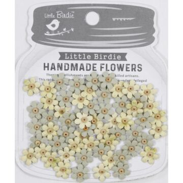 Little Birdie Natalia Paper Flowers 60/Pkg-Sage Cream
